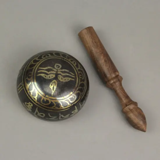 Antiqued Brass Tibetan Meditation Singing Bowl With Wooden Mallet 4 Inch {6}