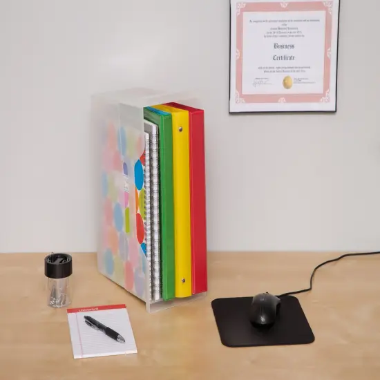 IRIS USA Medium Portable Desktop File Box with Open Lid, 6 Pack, Side Handles, Hanging File Folders, Tabs & Inserts, Letter Size, Magazines, Newspapers, Mail, Books, Notebooks, Clear {5}