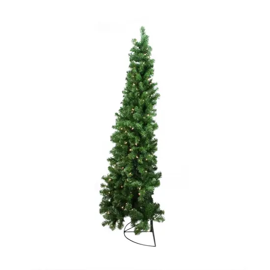 Northlight 6' Pre-Lit Pine Artificial Wall Christmas Tree, Clear Lights Green {4}