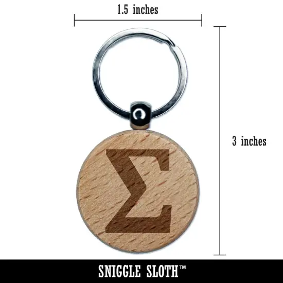 Summation Sigma Sum Math Symbol Engraved Wood Round Keychain Tag Charm {2}