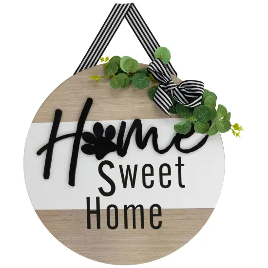 Northlight Home Sweet Home Paw Print Wall Sign - 15.75" White {1}