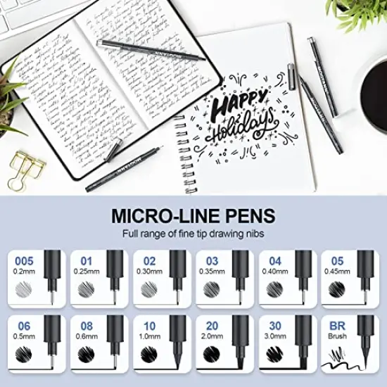 Drawing Pens Black Art Pens for Drawing 12 Size Waterproof Ink Pens for Artists Sketching, Manga, Writing {6}