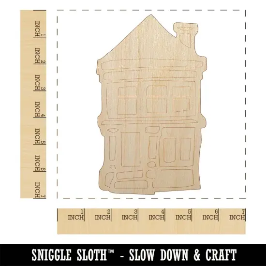 Small Cute Two Story House Home Unfinished Wood Shape Piece Cutout for DIY Craft Projects {1}