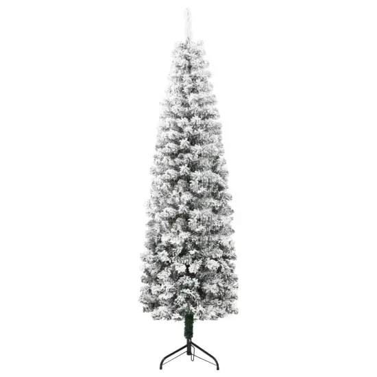 Slim Artificial Half Christmas Tree with Flocked Snow {4}