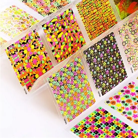 Wrapables 24 Sheets Neon Party Nail Sticker Sheets Nail Art Sheets {6}