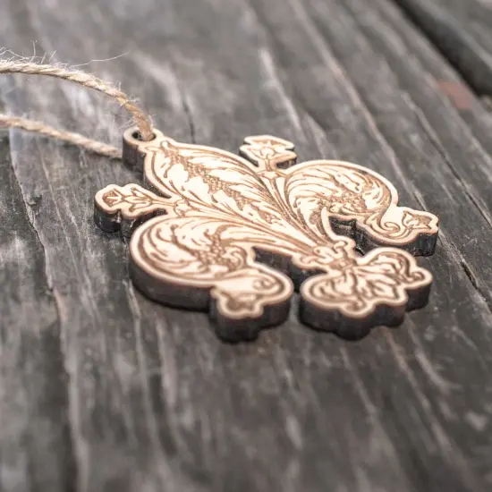 Ornament - Fleur de Lys - Raw Wood 3x3in {2}