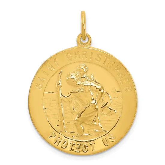 Sterling Silver Gold Plated Saint Christopher Medal {1}
