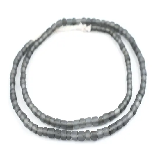 The Bead Chest Indonesian Glass Beads, Small Java Bali 4mm Spacers Jewelry Making Supplies for Necklaces, Bracelets, DIY Crafts (Translucent Grey) {3}