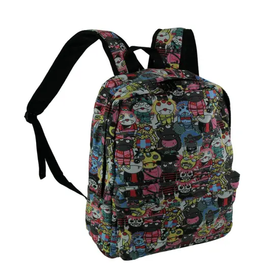 Colorful Cartoon Monster Mass Canvas Backpack {1}