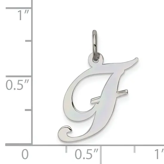 Sterling Silver Medium Script Initial Letter F Charm Jewerly 18mm x 13mm {5}