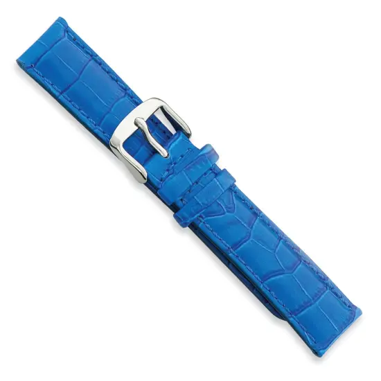 De Beer Blue Crocodile Grain Leather Watch Band (22 To 24Mm) {2}