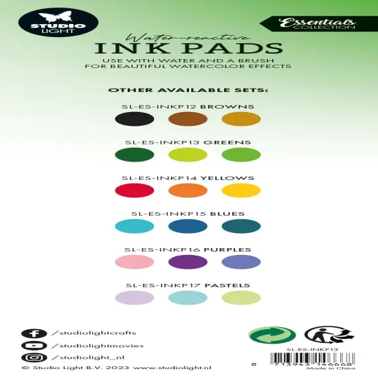 Studio Light Water-Reactive Ink Pads 3/Pkg-Nr. 13, Greens {2}