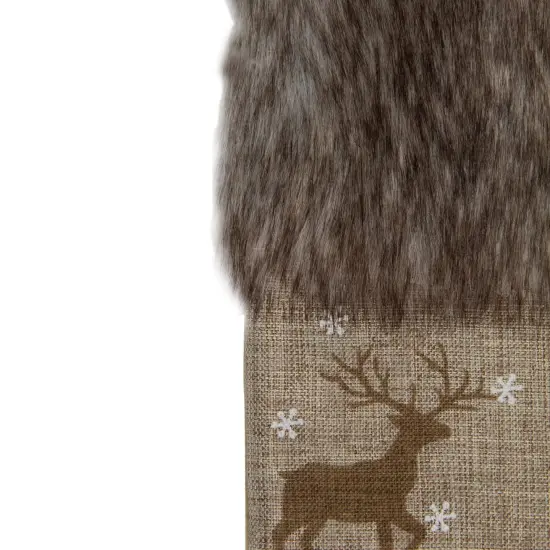 Northlight 20" Brown Reindeer Christmas Stocking with Faux Fur Cuff {4}