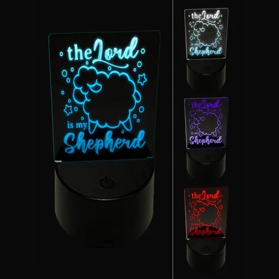 Sweet Nursery Sheep The Lord is My Shepherd Bible Psalm 23 3D Illusion LED Night Light Sign Nightstand Desk Lamp {1}