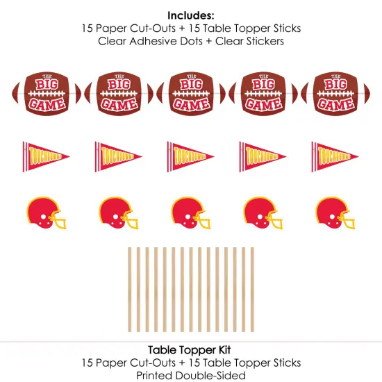 Big Dot of Happiness The Big Game - Red and Yellow - Football Party Centerpiece Sticks - Table Toppers - Set of 15 {7}