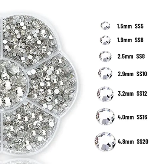 3150 Pieces Clear Nail Gems Silver Face Jewels Tooth Eye Gems-Tiny Glass Nail Diamonds Stone Flatback-Small White Crystals Rhinestone for Acrylic Nails-Craft Gems with Wax Pen HINABTRU {1}