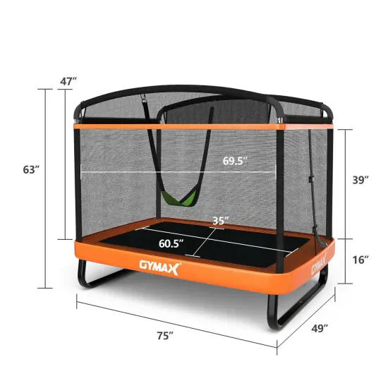6 Feet Kids Entertaining Trampoline with Swing Safety Fence Orange {4}