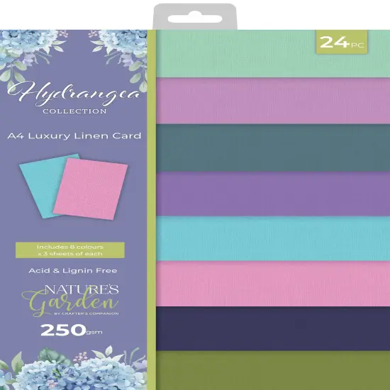 Nature's Garden Hydrangea Luxury Linen Card Pack A4-24/Pkg {1}