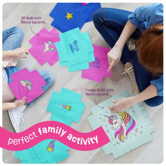 Pretty Me Unicorn Tuck N' Tie Fleece Blanket Kit - DIY Crafts for for Girls Ages 6+ Year Old - Best Arts & Craft Girl Gifts Ideas - No Sew Blanket Making Kit - Kids Crafts Gift Toys Kits {3}