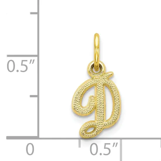 10K Yellow Gold Initial D Charm Letter Jewelry New 15 X 11mm {3}
