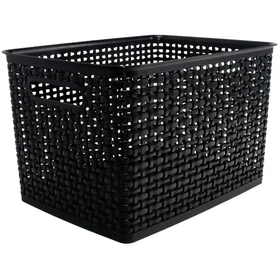 Weave Design Plastic Bin Large-Black, 13.75"L X 10.5"W X 8.75"H {2}