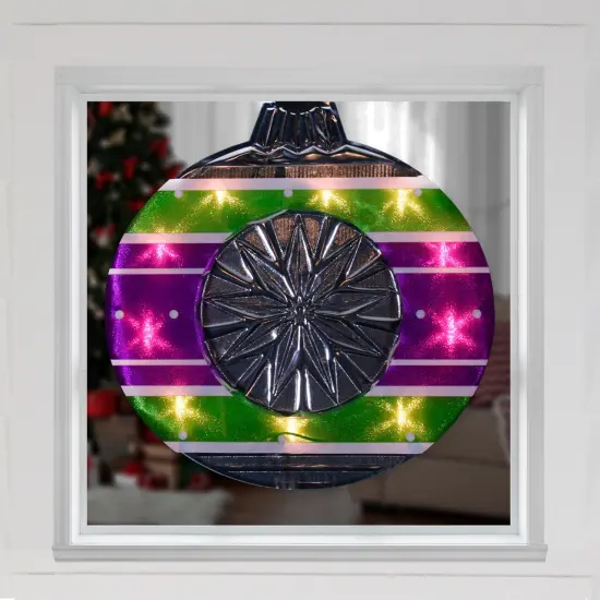 Impact Lighted Shimmering Christmas Ornament Window Silhouette - 15.5" - Clear Lights Purple {4}