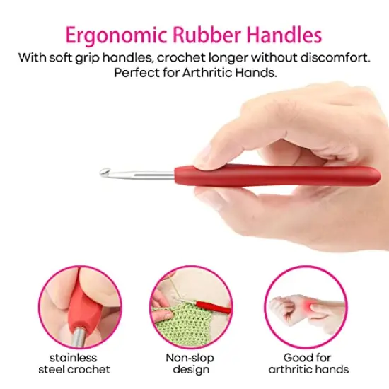 Crochet Hooks Set, RealPlus 12 Sizes Crochet Hooks Set for Arthritic Hands, Ergonomic Soft Grip Handles, Crochet Kit for Beginners, Christmas Gifts for Women, Large Crochet Needle with Blue Case {4}