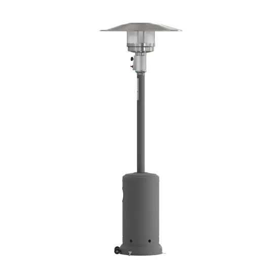 Merrick Lane Stainless Steel 7.5' Tall 40,000 BTU Outdoor Propane Patio Heater with Wheels Silver {8}