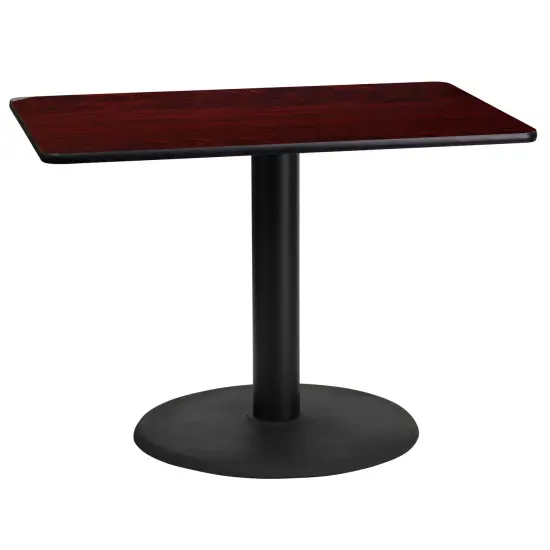 Emma and Oliver 24"x42" Rectangular Laminate Table with 24" Round Table Base Mahogany {1}