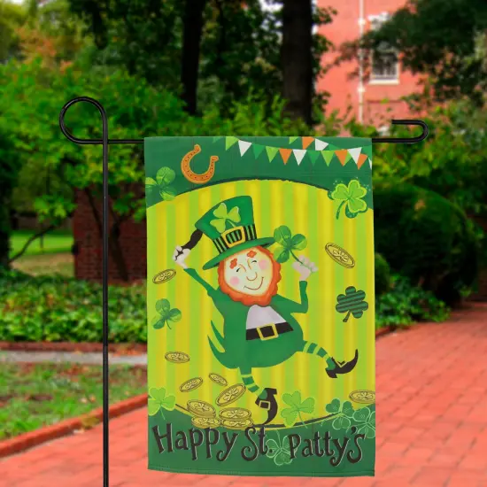 Northlight Dancing Leprechaun "Happy St. Patty's" Outdoor Garden Flag 18" x 12.5" Green {4}