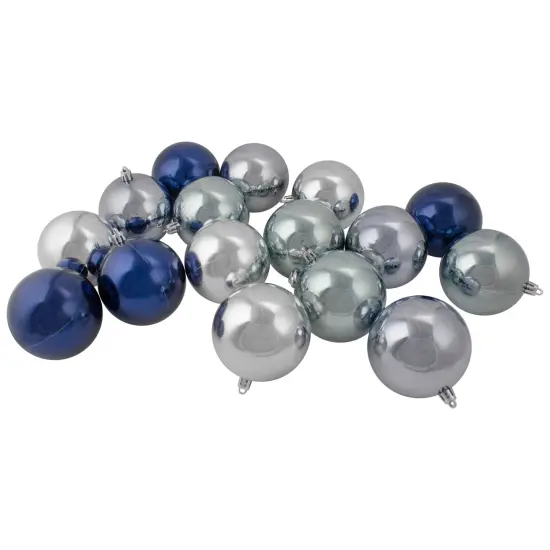 Northlight Shatterproof 2-Finish Christmas Ball Ornaments - 3.25" (80mm) - Blue and Silver - 32ct {4}