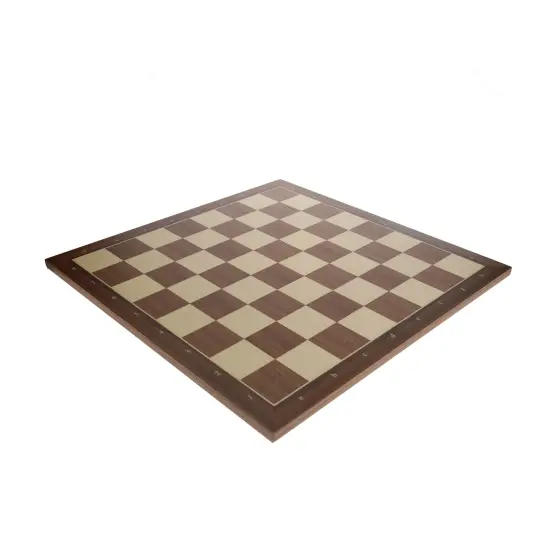 Walnut and Sycamore Wooden Chess Board with Algebraic Notation - 19.75 in. {4}