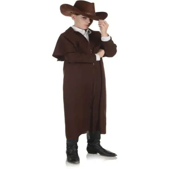 Child's Wild West Cowboy Outlaw Brown Duster Coat Costume {1}