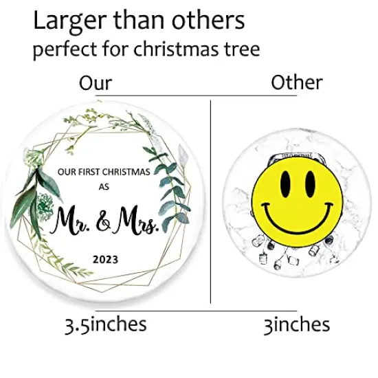 Our First Christmas Married Ornament 2023 As Mr and Mrs Newlywed Unique 1st Bridal Shower Wedding Gifts for Couple Bride and Groom {1}