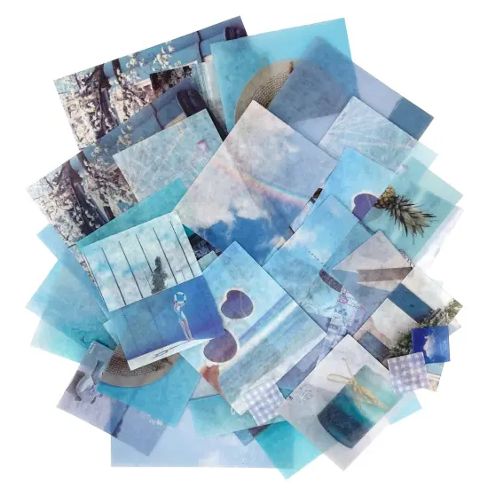 Wrapables Aesthetic Scrapbooking Washi Stickers, for DIY Arts & Crafts, Diary, Stationery, Card Making, Collages, Decals (70 pcs) Serene Mint {6}