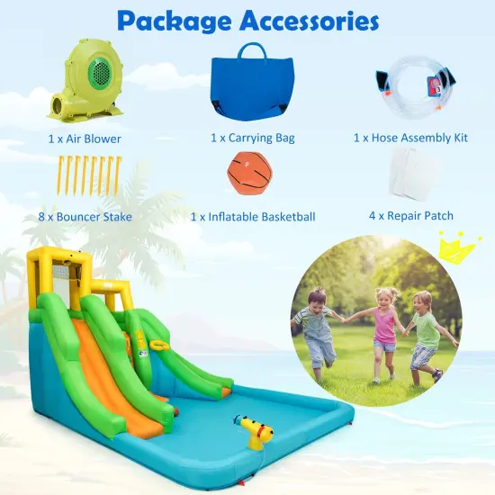 Kids Inflatable Water Park Bounce House with 480W Blower {5}