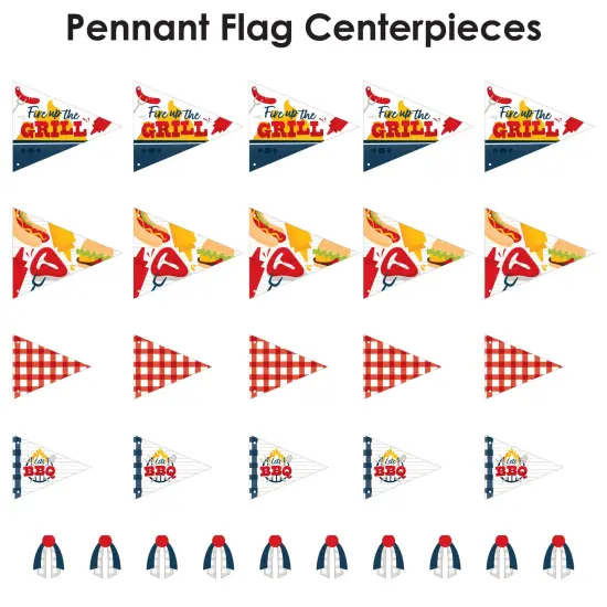 Big Dot of Happiness Fire Up the Grill - Triangle Summer BBQ Picnic Party Photo Props - Pennant Flag Centerpieces - Set of 20 {7}