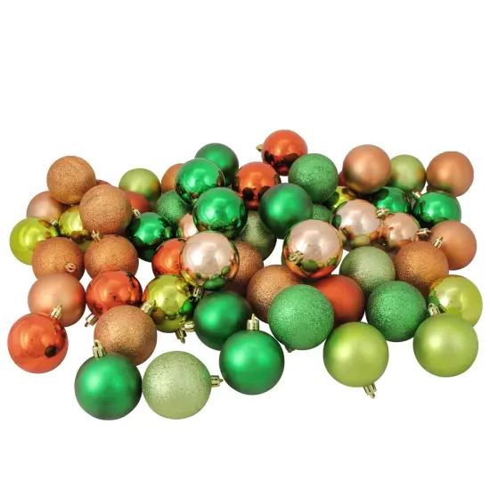 Northlight Shatterproof 3-Finish Christmas Ball Ornaments - 2.5" (60mm) - Green and Orange - 60ct {3}