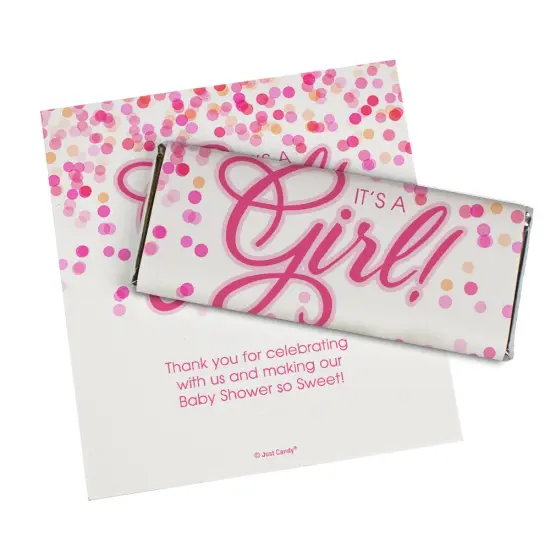 24ct It's a Girl Baby Shower Candy Party Favors Wrappers Only for Chocolate Bars by Just Candy {1}