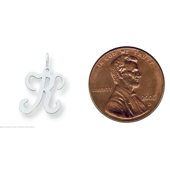 Sterling Silver Stamped Initial Letter K Charm Pendant Jewerly 20mm x 12mm {2}