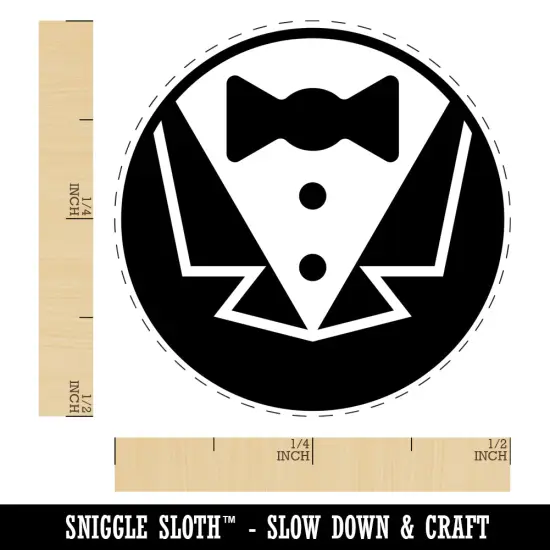 Tuxedo Groom Suit Bowtie Wedding Icon Self-Inking Rubber Stamp for Stamping Crafting Planners Green {1}