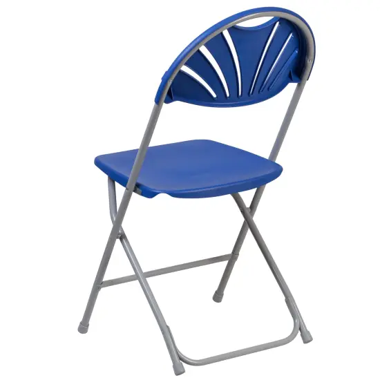 Emma and Oliver 8 Pack Wedding/Event Stackable Fan Back Plastic Folding Chair Blue {4}