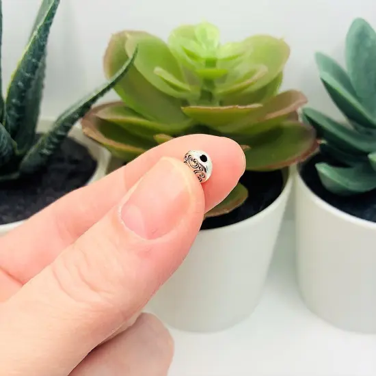 4, 20 or 50 Pieces: Antique Silver Round Tiny Tribal Spacer Beads, 6mm - Double Sided {4}