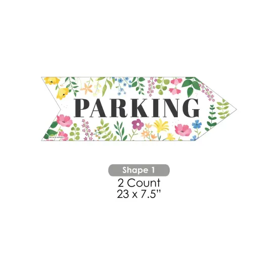 Big Dot of Happiness Wildflowers Wedding Parking Signs - Boho Floral Wedding Sign Arrow - Double Sided Directional Yard Signs - Set of 2 {7}
