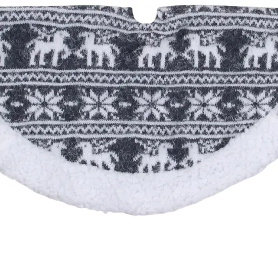 Northlight 20" Gray Reindeer Lodge Mini Christmas Tree Skirt with High Pile Fleece Trim {4}