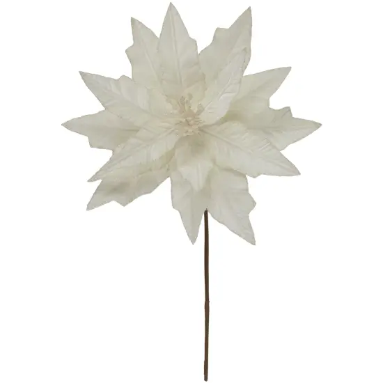 Northlight 24" Cream Glittered Poinsettia Christmas Stem Spray Ivory {1}