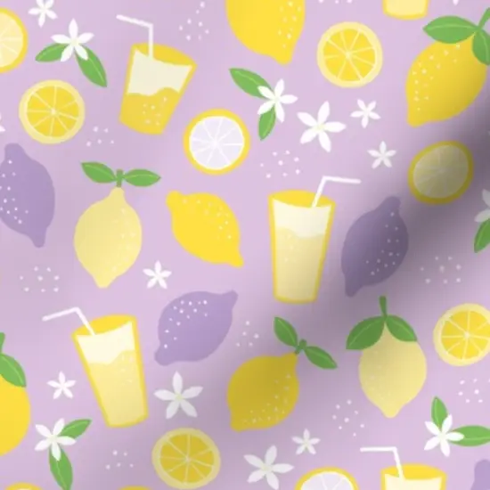 Various Fabrics by the Yard or Fat Quarter Summer Fruit Sweet Floral Cute Whimsical Lemons Lemonade Garden Purple Custom Printed Fabric by Spoonflower {7}