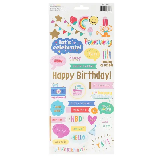 Pebbles All The Cake Cardstock Stickers 6"X12" 78/Pkg-W/Foil Accents {3}
