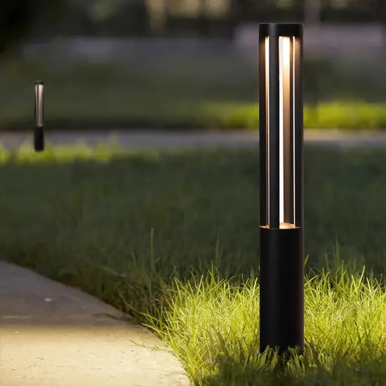 Round Black LED Garden Aluminum Light, Decorative Outdoor Bollard Light for Garden, Pathway, and Driveway {3}