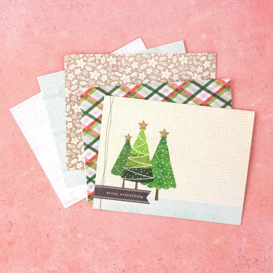 American Crafts A2 Cards W/Envelopes (4.375"X5.75") 40/Box-Vicki Boutin Evergreen & Holly {5}